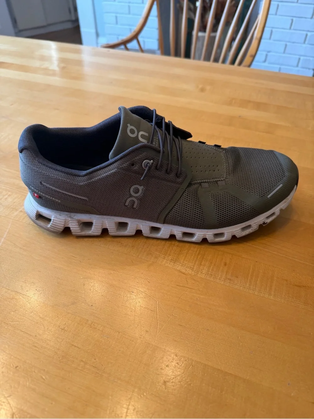 On Running Olive Green Mesh Athletic Sneakers